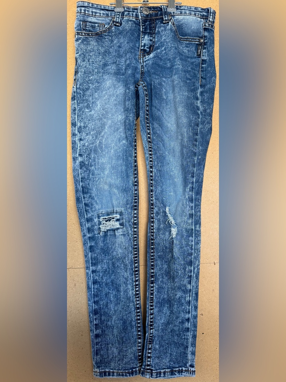 Silver Jeans Co. Girls Amy Skinny Jeans Size 12 Acid Wash Distressed